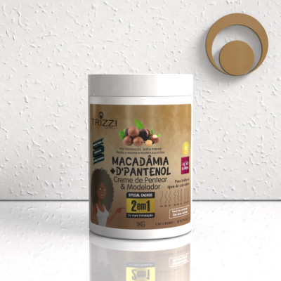 Creme de Pentear e Modelador 2 em1 Macadâmia + D' Pantenol 1 Kg Trizzi