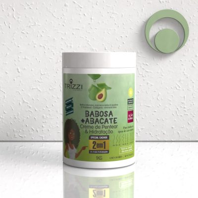 Creme de Pentear e Hidratação 2 em1 Babosa+ Abacate 1Kg Trizzi