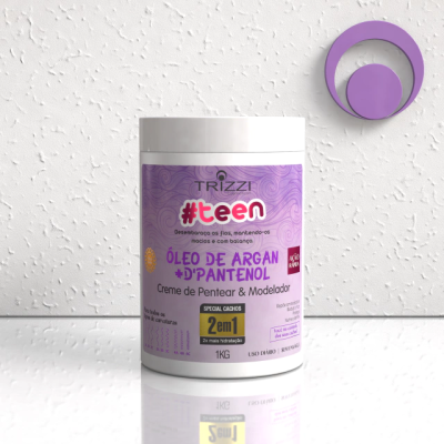 Creme de Pentear e Modelador 2 em 1 Teen Óleo de Argan+ D'Pantenol 1Kg Trizzi