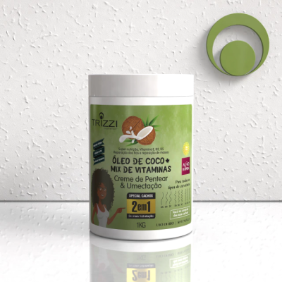 Creme de Pentear e Umectação 2 em 1 Oleo de Coco+ Mix de Vitaminas 1Kg Trizzi