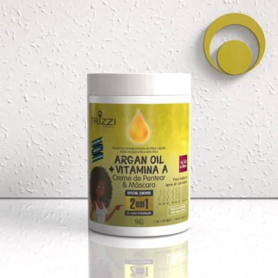 Creme de Pentear e Mascara 2 em 1 Argan Oil+ Vitamina A 1Kg Trizzi