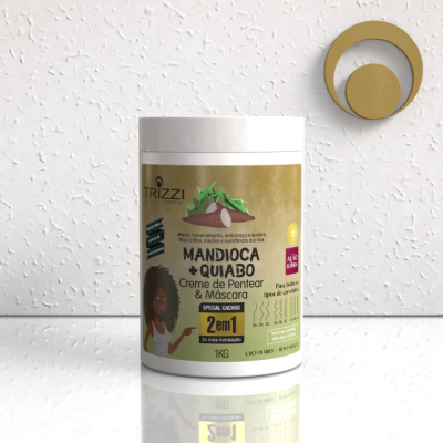 Creme de Pentear e Mascara 2 em 1 Mandioca+ Quiabo 1Kg Trizzi